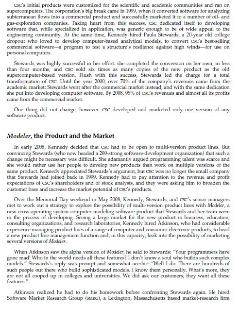 the Cambridge Software Corporation case study: 1) The willingness to pay of