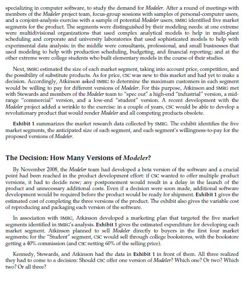 the large multidivisional corporations for the commercial version of the Modeler has