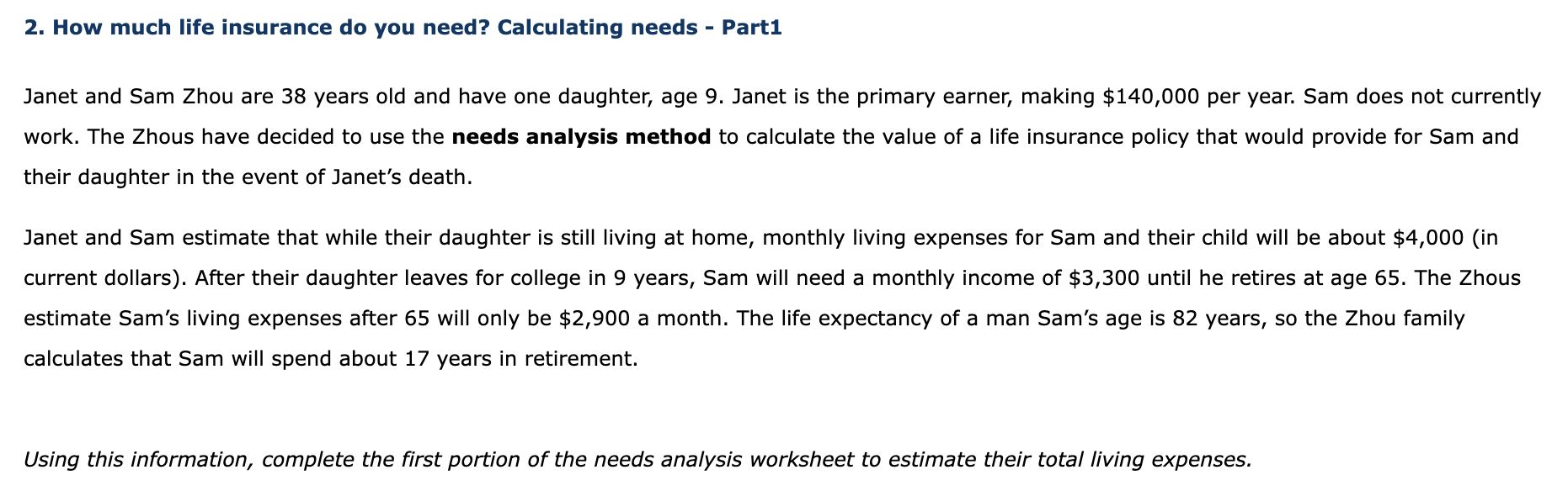  2. How much life insurance do you need? Calculating needs -