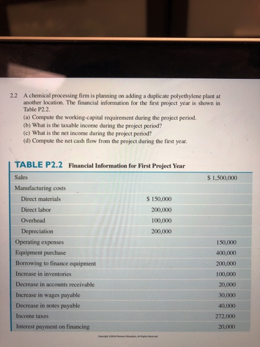  2.2 A chemical processing firm is planning on adding a duplicate