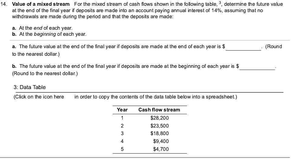 table, 4, shows a mixed cash flow stream, except that the cash