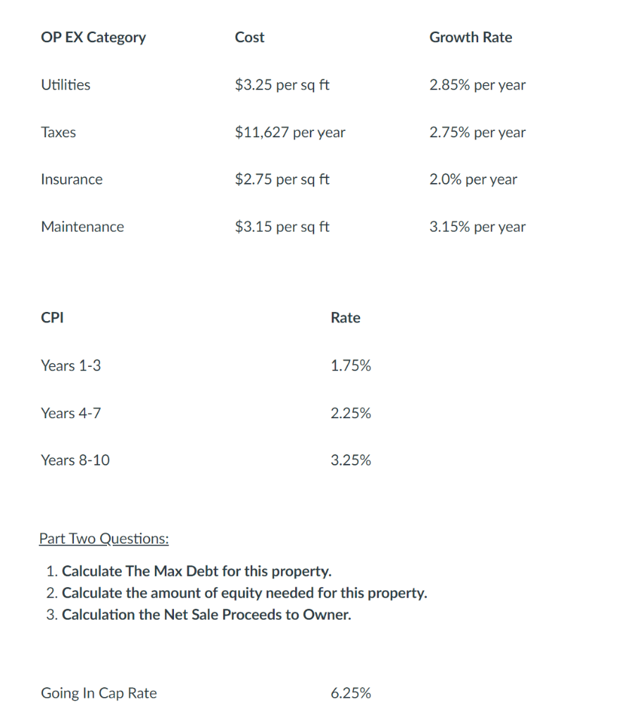 tenants Property will be held for 5 years Tenant Lease Type Size