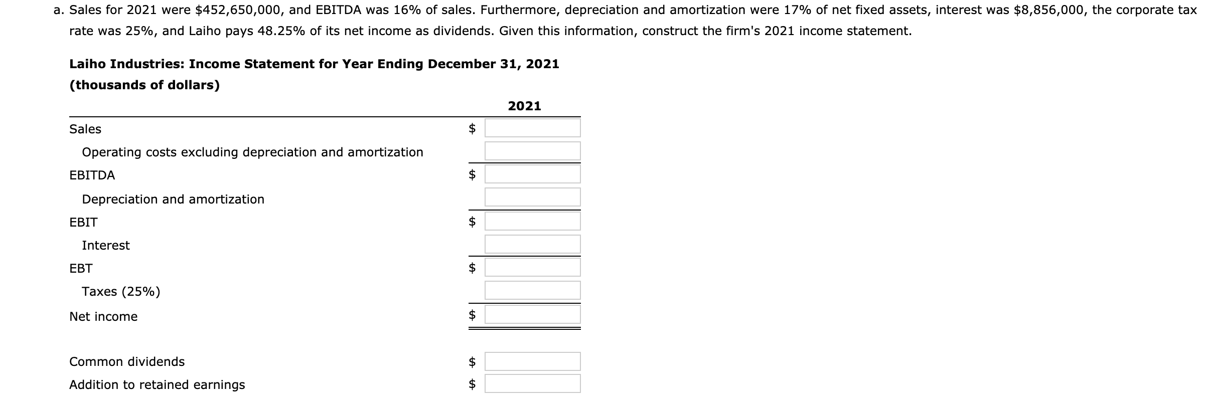 PART A PART B INFORMATION FOR PROBLEM PART C-F a. Sales for