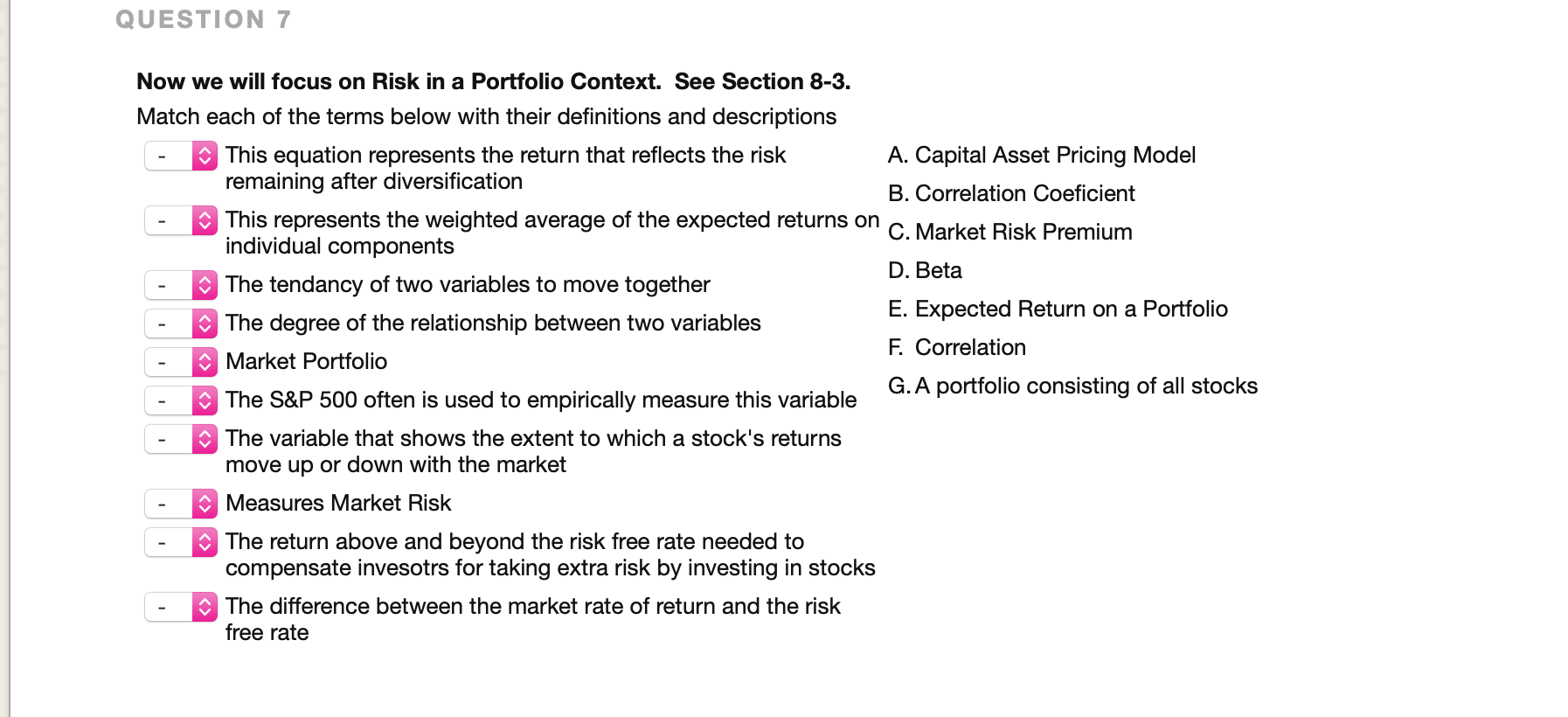 undefined QUESTION 7 Now we will focus on Risk in a Portfolio