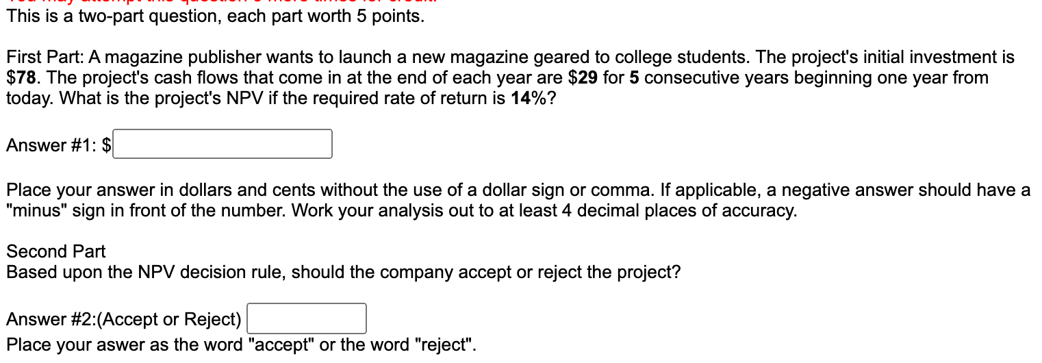 This is a two-part question, each part worth 5 points. First