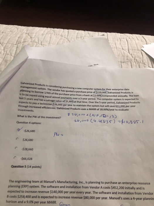  sinh Now Galvanized Products is considering purchasing a new computer system.for