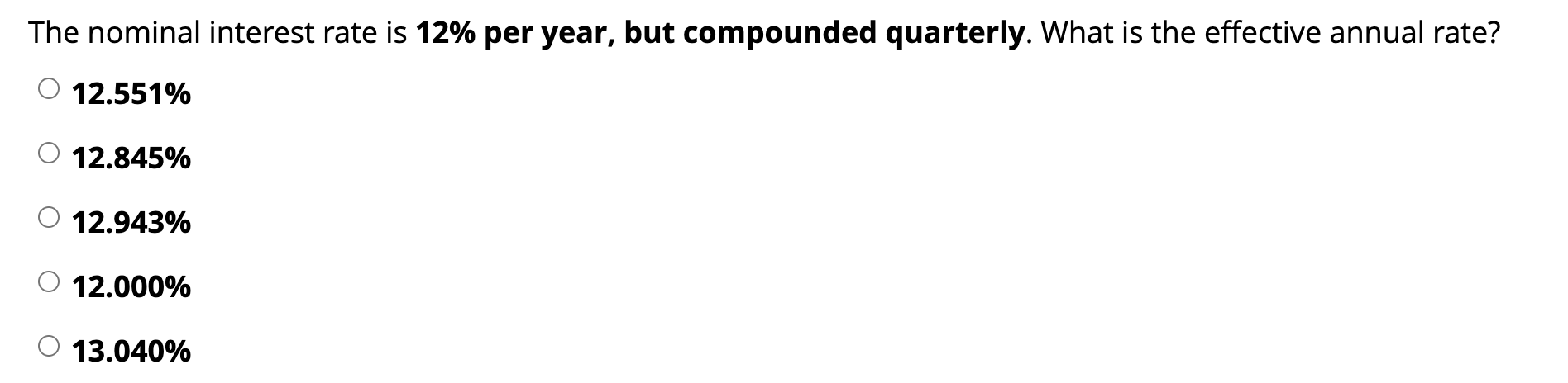 is 5% per year compounded annually. Your company will make $80,000 payment