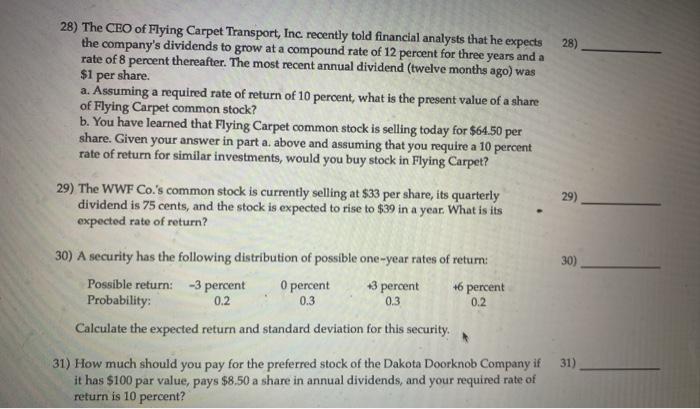 short answer : word or phrase to complete 28) 28) The CEO