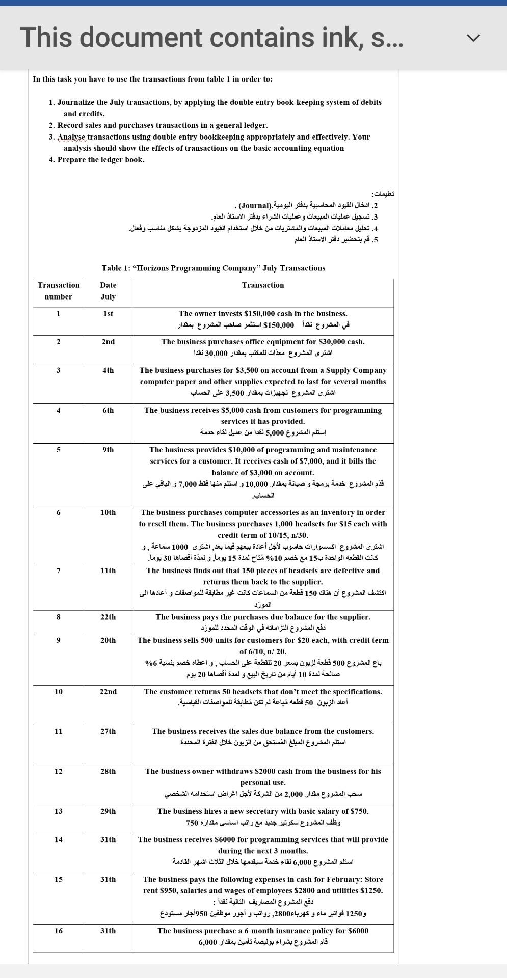 This document contains ink, s... In this task you have to