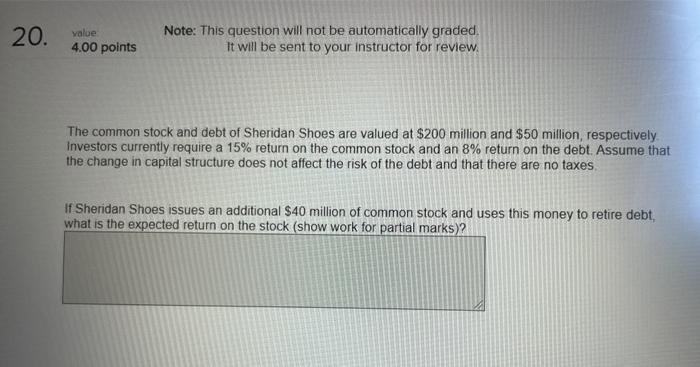  URGENT!! 20. value 4.00 points Note: This question will not be