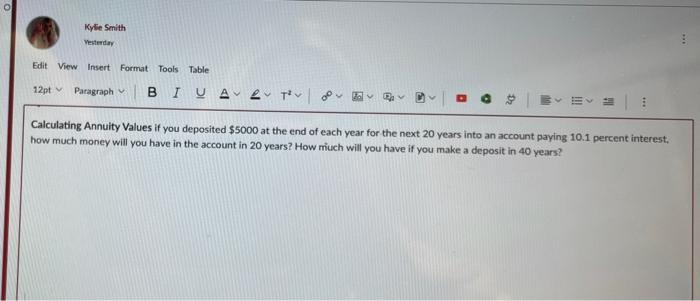 calculator answer? O Kylie Smith Yesterday Edit View Insert Format Tools Table