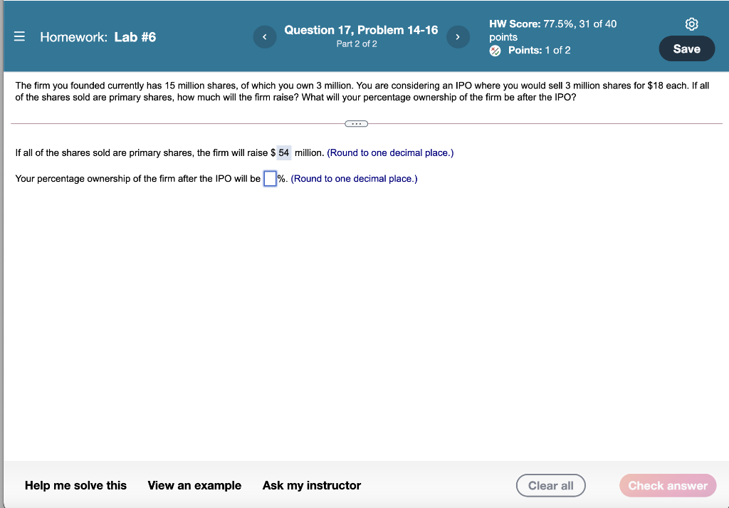  = Homework: Lab #6 Question 17, Problem 14-16 Part 2 of