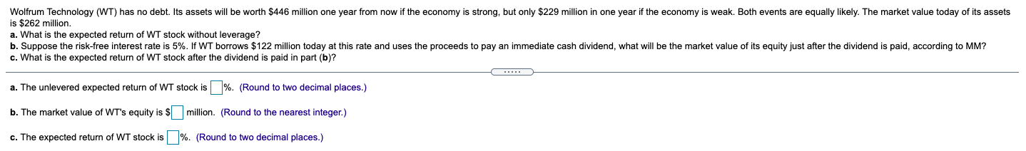 Wolfrum Technology (WT) has no debt. Its assets will be worth