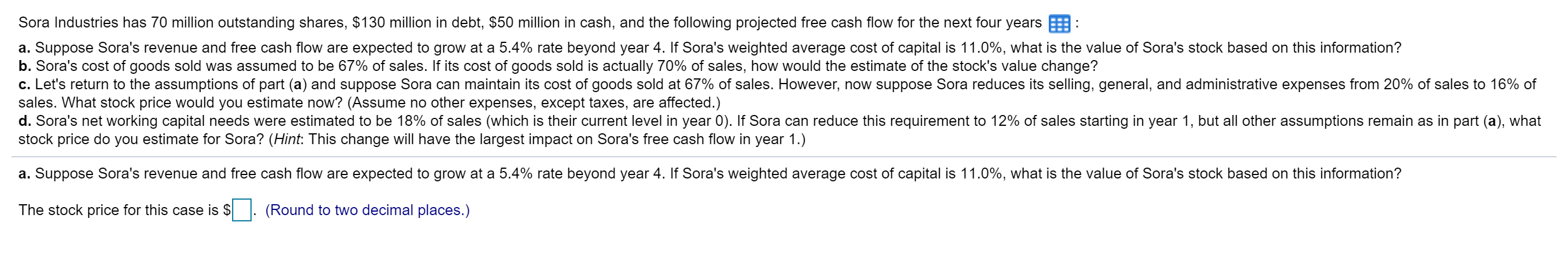 the following icon in order to copy its contents into a spreadsheet.)