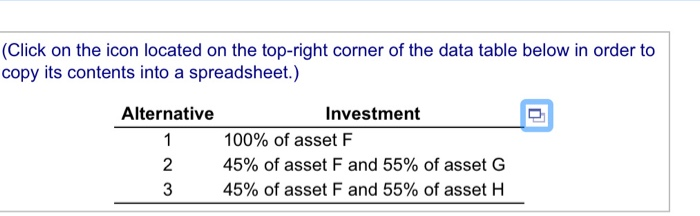you have isolated three investment alternatives: 2 a. Calculate the portfolio return