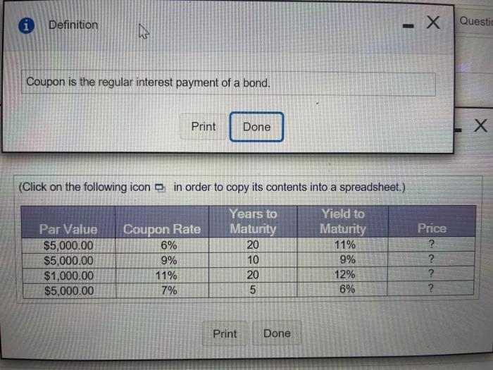 thankyou! P6-1 (similar to 1 Definition Question Help Bond prices. Pri the