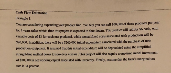  Cash Flow Estimation Example 1: You are considering feel you can