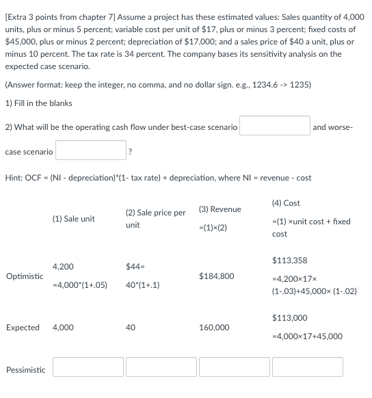  [Extra 3 points from chapter 7] Assume a project has these