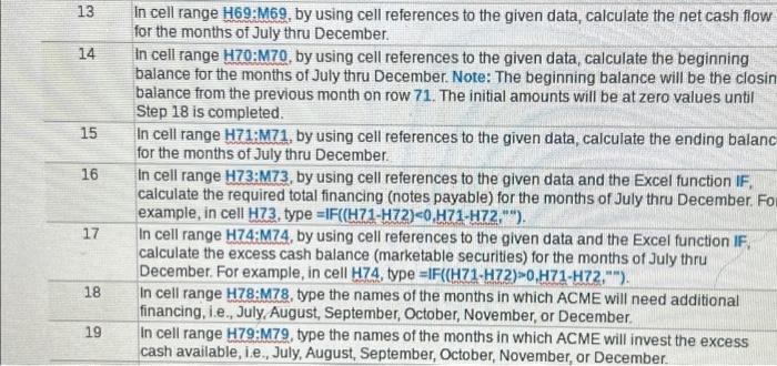 has a cash surplus? Steps to Perform: You have been given the