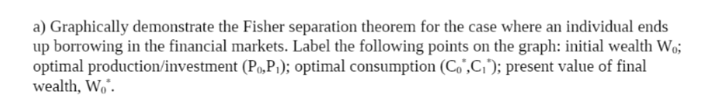  a) Graphically demonstrate the Fisher separation theorem for the case where