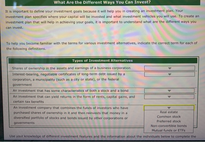  the drop down options are the same for all 5 options