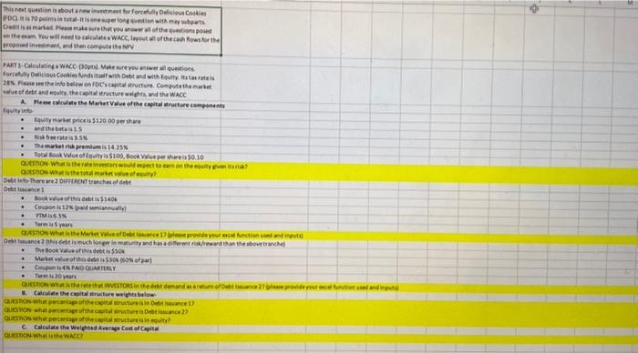 please answer on excel and show the cell formulas. thank you just