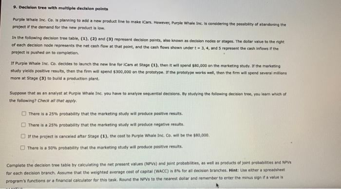 please explain it clearly 9. Decision tree with multiple decision points Purple