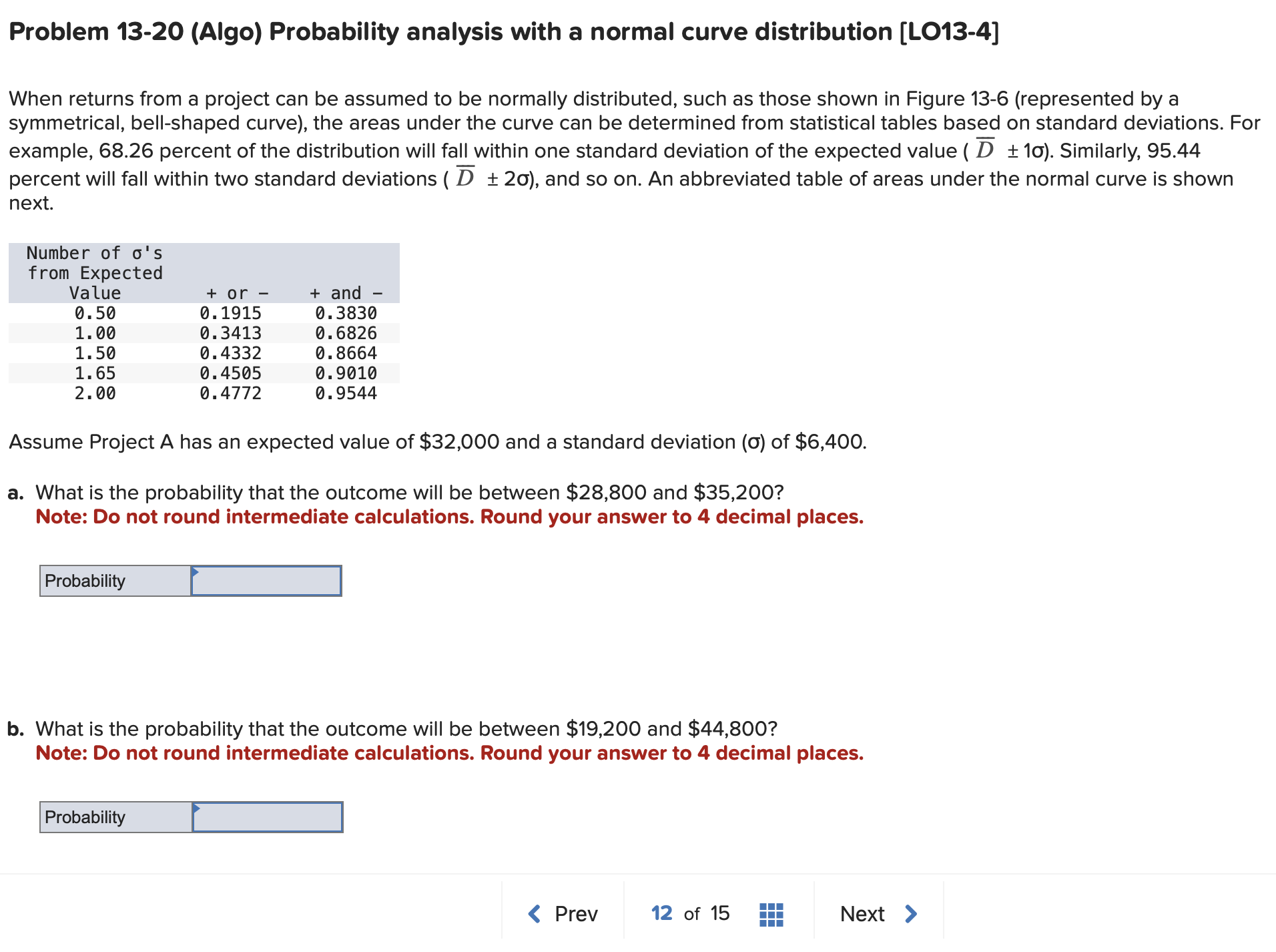  When returns from a project can be assumed to be normally