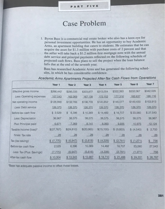  PART FIVE Case Problem 1. Byron Bass is a commercial real