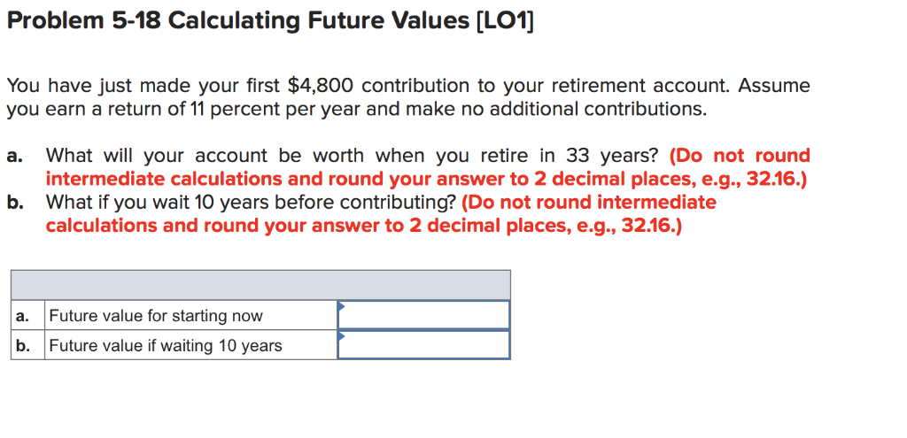  Problem 5-18 Calculating Future Values [LO1] You have just made your