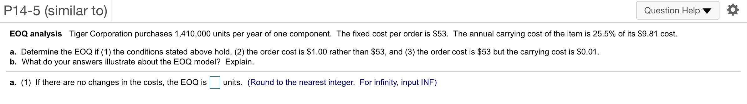 B , Ty! %x P14-1 (similar to) Question Help Cash conversion cycle