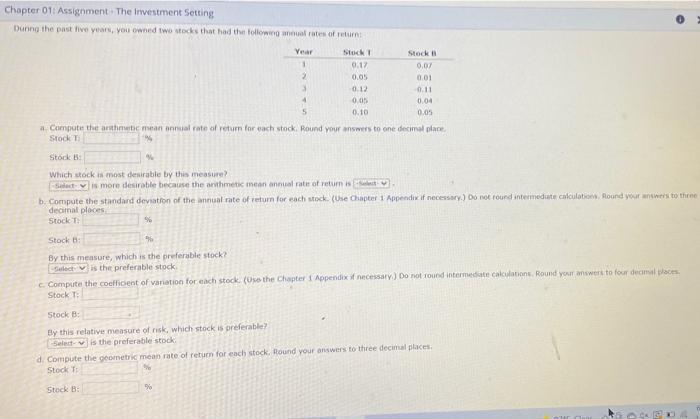 plese help! thank you! Chapter 1: Assignment. The restment Setting During the