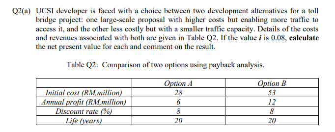  Q2(a) UCSI developer is faced with a choice between two development