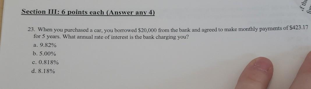 if the Section III: 6 points each (Answer any 4) 23.