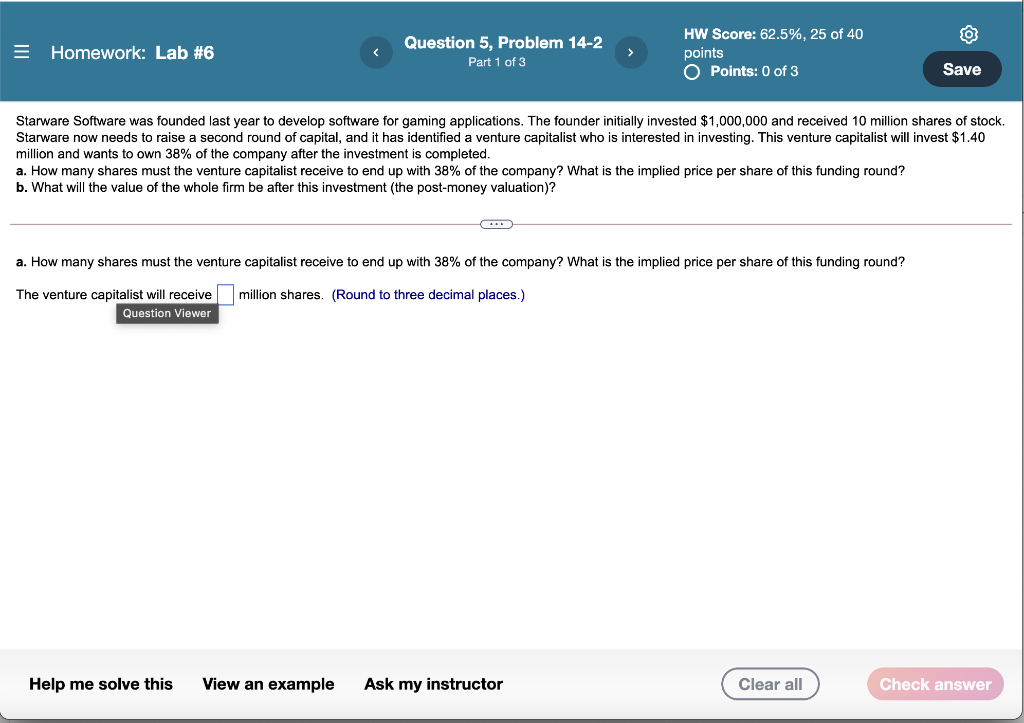  = Homework: Lab #6 Question 5, Problem 14-2 Part 1 of