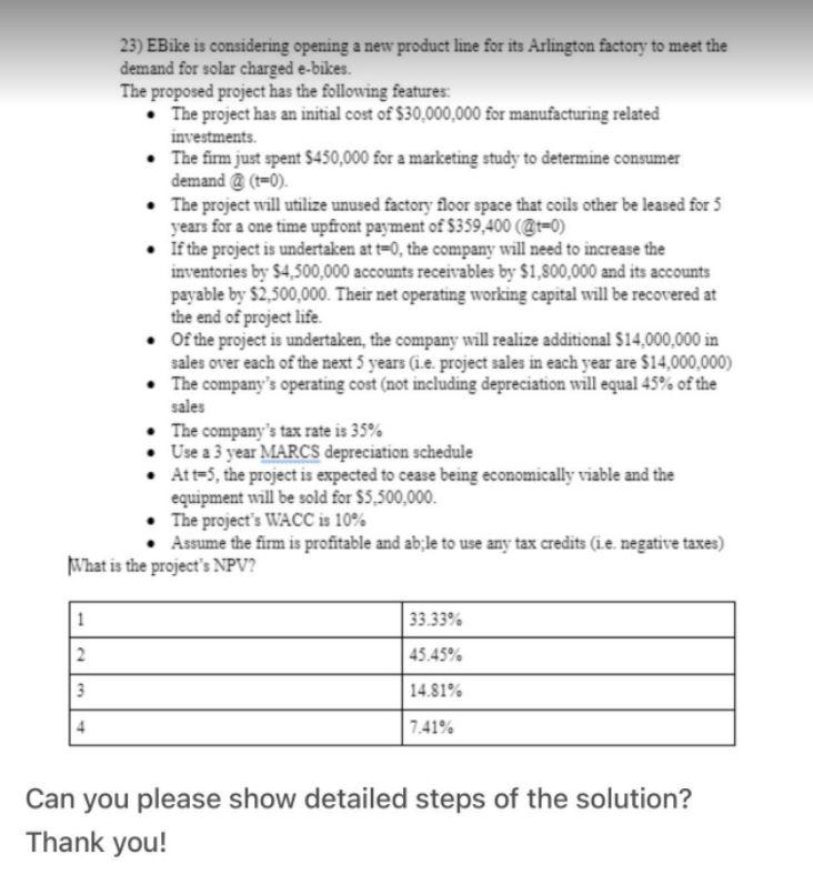 Please solve this without using excel and showing steps. Thankyou! 23)