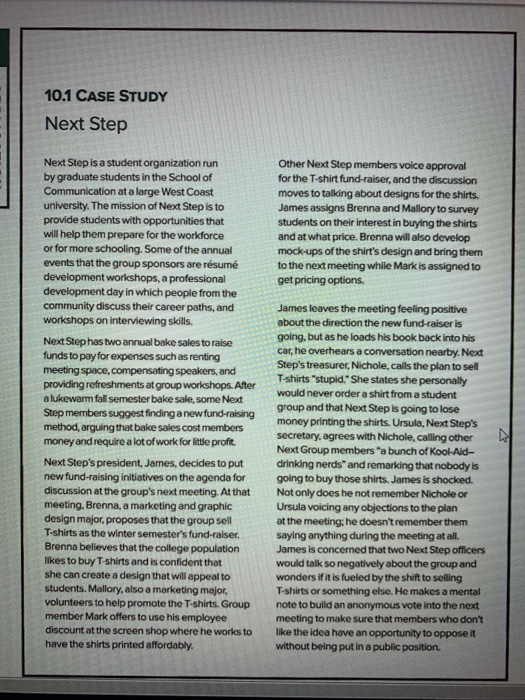  10.1 CASE STUDY Next Step Next Step is a student organization