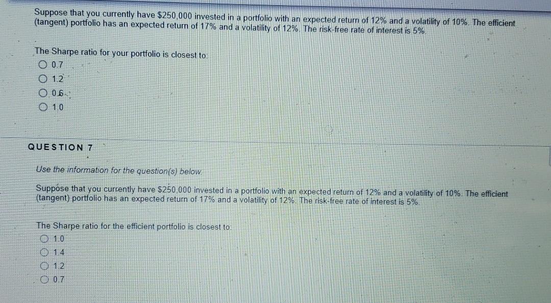 information to answer the question(s) below. Suppose that all stocks can be