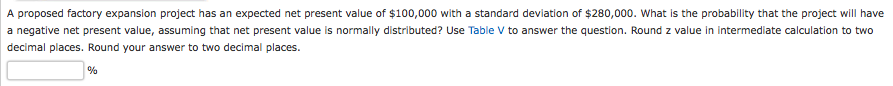  A proposed factory expansion project has an expected net present value