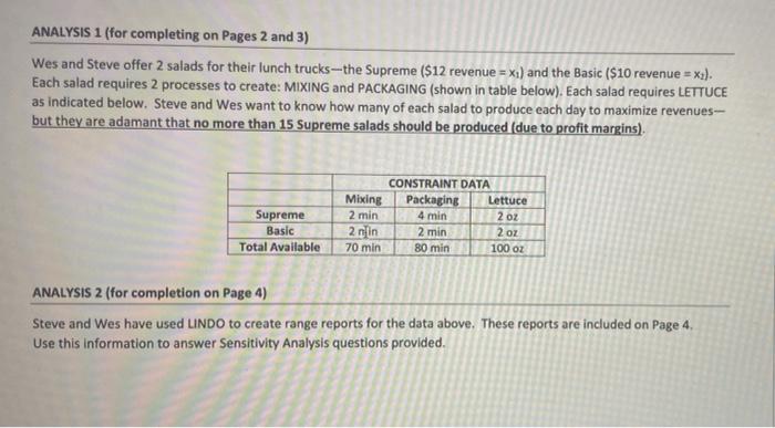  ANALYSIS 1 (for completing on Pages 2 and 3) Wes and