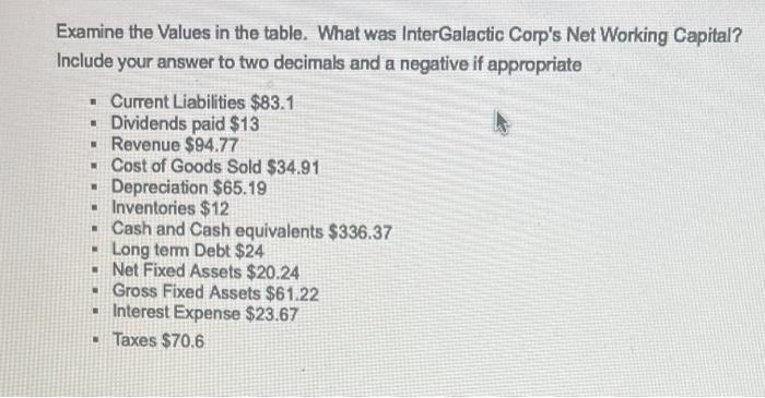  . Examine the Values in the table. What was InterGalactic Corp's