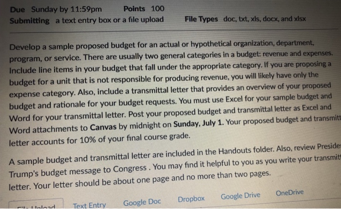  Due Sunday by 11:59pm Points 100 Submitting a text entry box