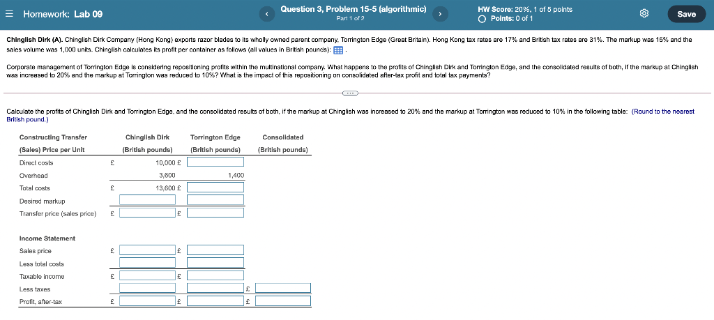  = Homework: Lab 09 Question 3, Problem 15-5 (algorithmic) Part 1