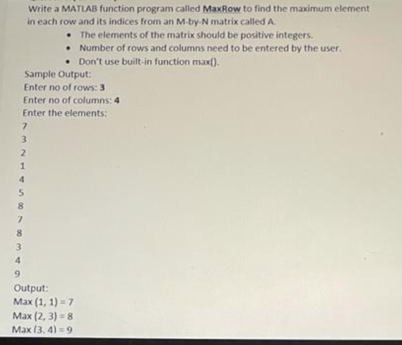 should be generated randomly. You may use randi(1000) All numbers should be