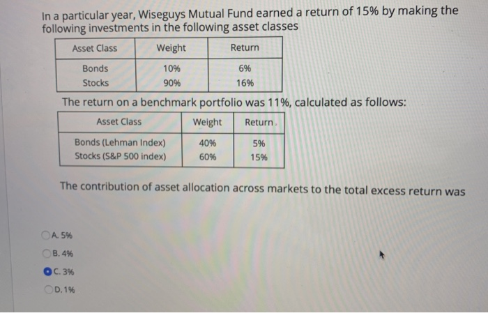  In a particular year, Wiseguys Mutual Fund earned a return of