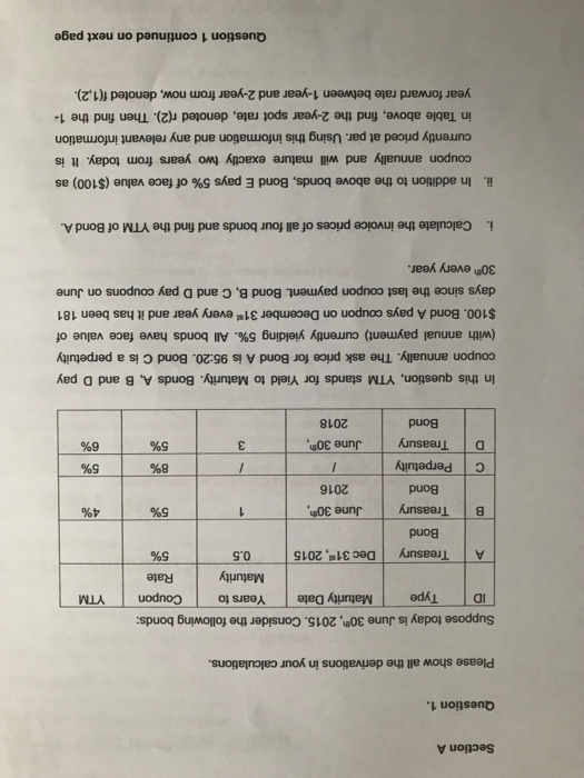  Section A Question 1. Please show all the derivations in your