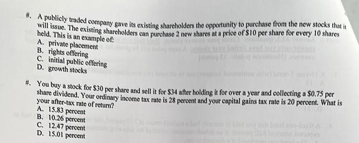 correct. \#. Which of the following statements is FALSE if the stock