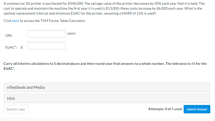 Please solve this with out using excel. A commercial 3D printer is