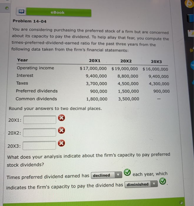  eBook Problem 14-04 You are considering purchasing the preferred stock of