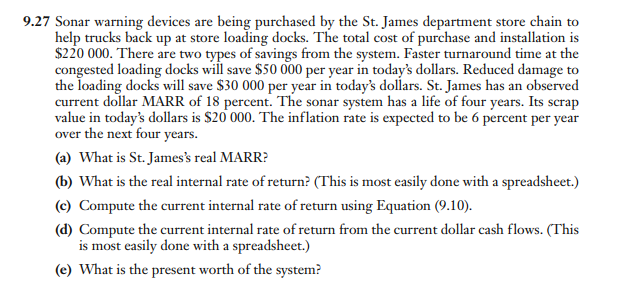  Please show full solution to problem 9.27 Sonar warning devices are